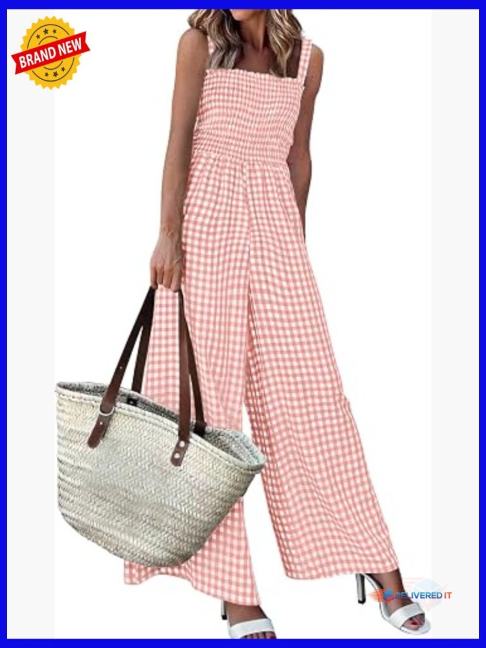One Piece Jumpsuit Casual Summer Outfit Smocked Wide Leg Romper